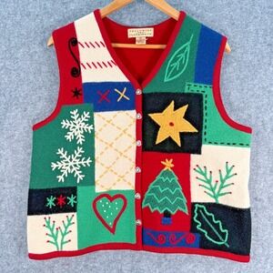 VTG Telluride Clothing Co Christmas‎ Holiday Sweater Vest Womens L Wool